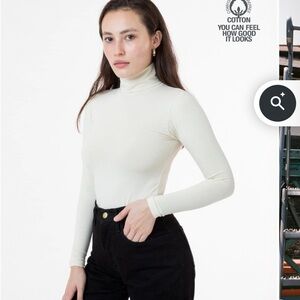 Los Angeles Apparel Cream Fitted Long Sleeve Top